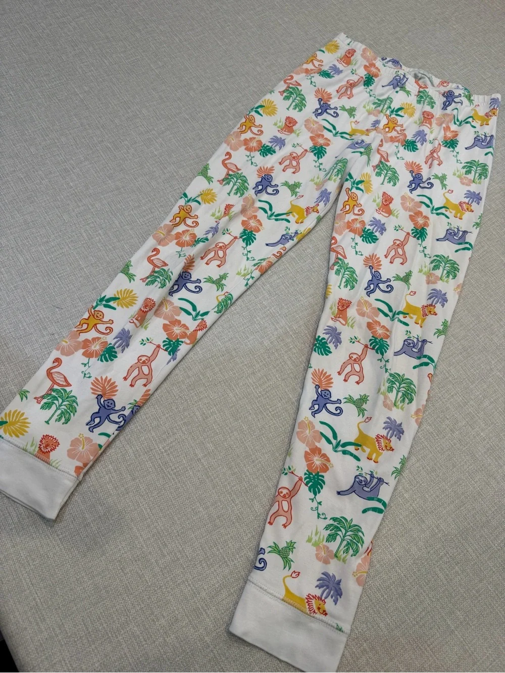Roller Rabbit Kids Pajama Set- White with Multicolor Jungle Animals